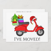 新しい住所クラシッククリスマススクーター 招待状 (正面/裏面)