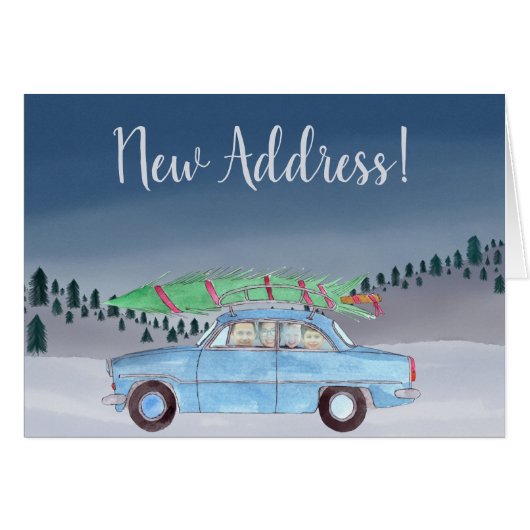 新しい住所クリスマスカーのカスタマイズ可能なフォトカード (正面横)