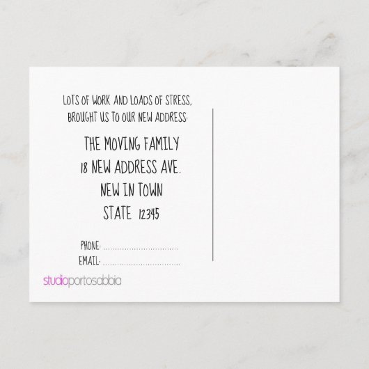 新しい住所クリスマスカードの手書き 案内ポストカード (裏面)