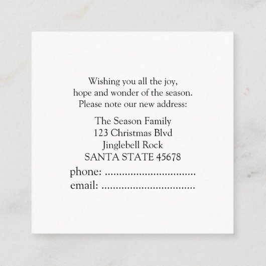 新しい住所クリスマスシャルボードサイン エンクロージャーカード (裏面)