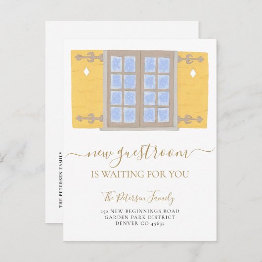 新しい住所ゲストルームの移モダン動 案内ポストカード (正面/裏面)