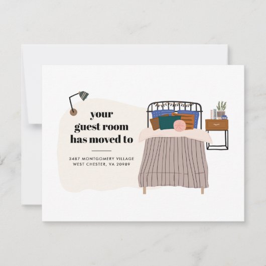 新しい住所ゲストルームの移動案内 ノートカード (正面)