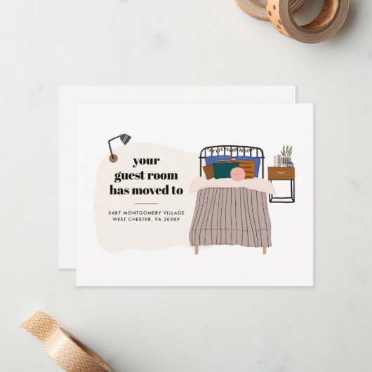 新しい住所ゲストルームの移動案内 ノートカード (正面/裏面インサイチュ)