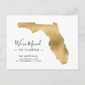 新しい住所ゴールドフォイルのフロリダのマップ移動 案内ポストカード (正面)