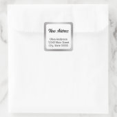 新しい住所シルバーホワイトとブラックスクリプトと名前 スクエアシール (バッグ)