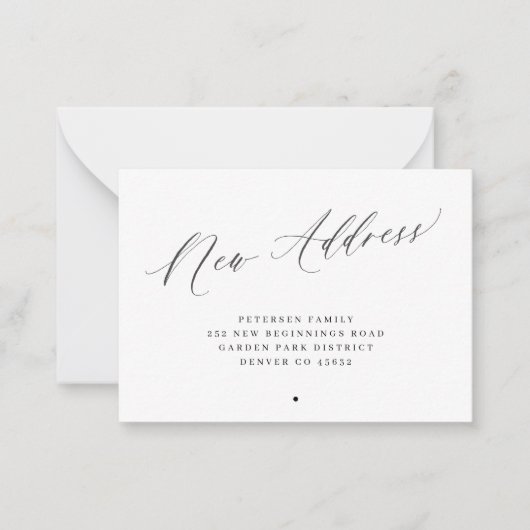 新しい住所シンプルの最小移動 ノートカード (正面)