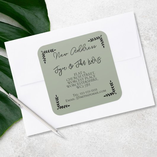 新しい住所ステッカー住所ステッカーの変更 スクエアシール