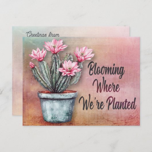 新しい住所デザートサボテン移動 案内ポストカード (正面/裏面)