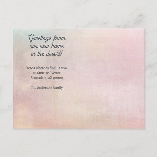 新しい住所デザートサボテン移動 案内ポストカード (裏面)