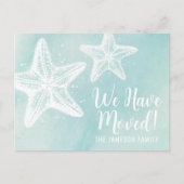 新しい住所ビーチの移動案内カード ポストカード (正面)