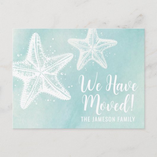 新しい住所ビーチの移動案内カード ポストカード (正面)