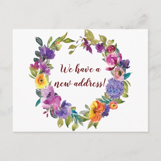 新しい住所フローラリースはがき ポストカード (正面)