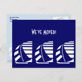 新しい住所ブルーホワイトレーシングセーラーボートはがき ポストカード (正面/裏面)