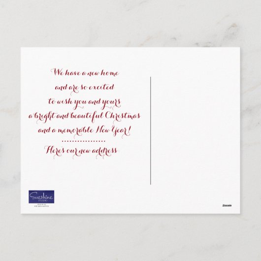 新しい住所ポストカードからのクリスマス シーズンポストカード (裏面)