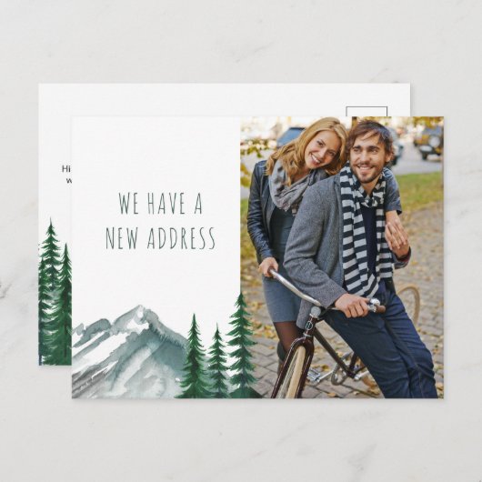 新しい住所マウンテンフォレストパイン写真の移動中 シーズンポストカード (正面/裏面)