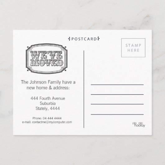 新しい住所ムービングハウスホームフォトポストカード 案内ポストカード (裏面)