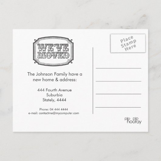 新しい住所ムービングハウスホームフォトポストカード 案内ポストカード (裏面)