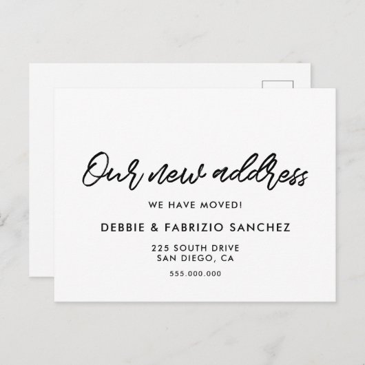 新しい住所モダンの発表 ポストカード (正面/裏面)