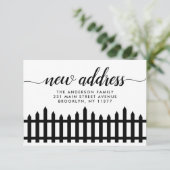 新しい住所モダンスクリプトホームピケットフェンス移動 案内状 (スタンド正面)