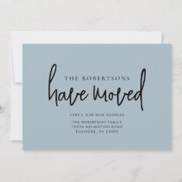 新しい住所モダン書道ほこりっぽい青い移動 案内状