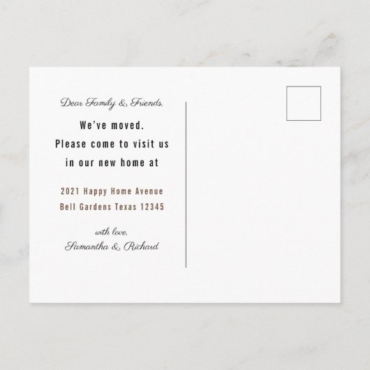 新しい住所モダン水の色の花ホーム移動 案内ポストカード (裏面)