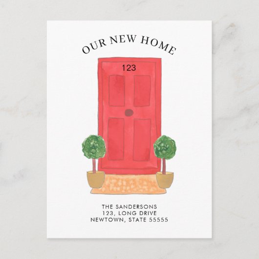 新しい住所レッドウォーターカラードア移動 案内ポストカード (正面)