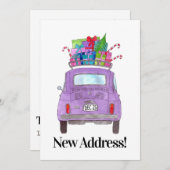 新しい住所レトロフィアット500ギフト 招待状 (正面/裏面)