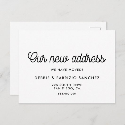 新しい住所レトロフォントの移動案内 ポストカード (正面/裏面)