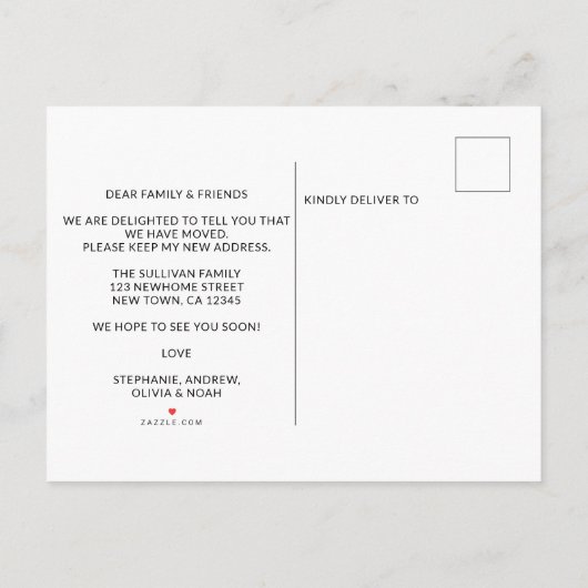 新しい住所ワイルドフラワーの移動 案内ポストカード (裏面)