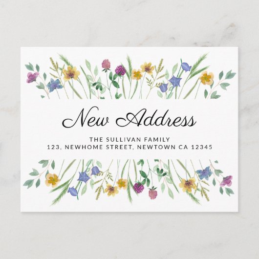 新しい住所ワイルドフラワーの移動 案内ポストカード (正面)