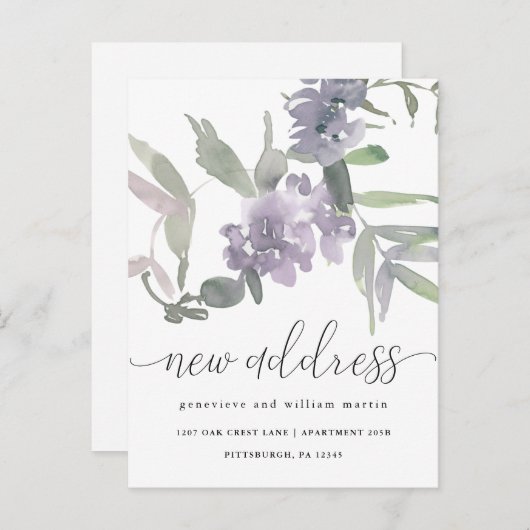 新しい住所住所の微妙なフローラ変更 案内ポストカード (正面/裏面)