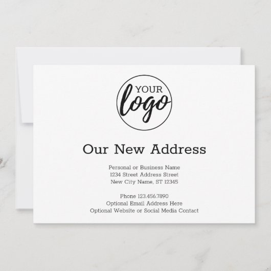 新しい住所変更カード(ビジネスロゴ付き) 白 案内状 (正面)