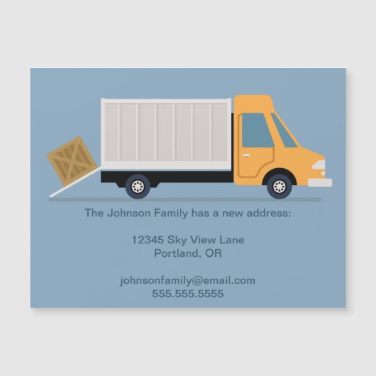 新しい住所変更移動トラックかわいいマグネットカード (正面)