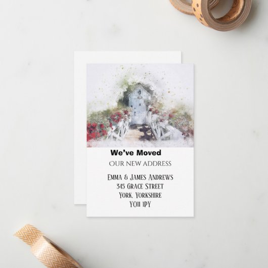 新しい住所引っ越しましたのドアの発表 ノートカード (正面/裏面インサイチュ)