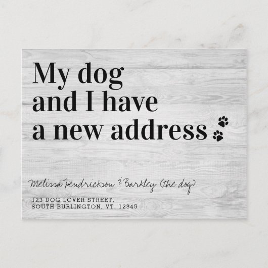新しい住所引っ越しました犬の移動告知 ポストカード (正面)