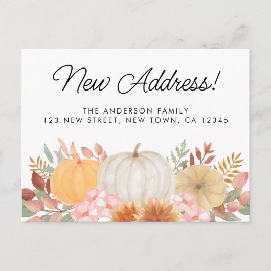 新しい住所秋の引越し案内はがき 案内ポストカード (正面)