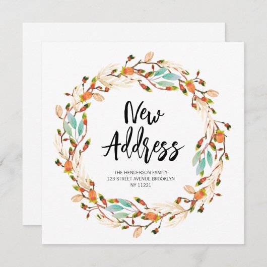 新しい住所秋リースの移動アナウンス 招待状 (正面/裏面)