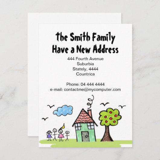 新しい住所'移動しています'家の通知 案内ポストカード (正面/裏面)