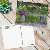 新しい住所素朴発表緑豊かな花のベンチ ポストカード