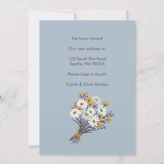 新しい住所開花の移動発表ブーケ 案内状 (裏面)