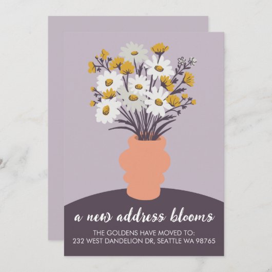 新しい住所開花の移動発表ブーケ 案内状 (正面/裏面)