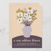 新しい住所開花の移動発表ブーケ 案内状 (正面/裏面)