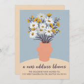 新しい住所開花の移動発表ブーケ 案内状 (正面/裏面)