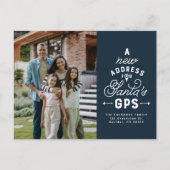 新しい住所2の写真ネイビーブルークリスマス シーズンポストカード (正面)