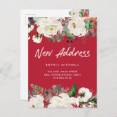 新しい住所|クリスマスフェスティバルレッドフローラ引っ越し 案内ポストカード (正面/裏面)