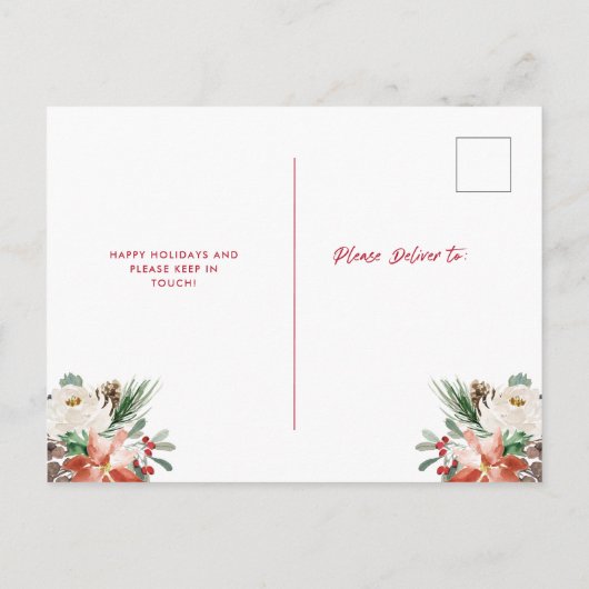 新しい住所|クリスマスフェスティバルレッドフローラ引っ越し 案内ポストカード (裏面)