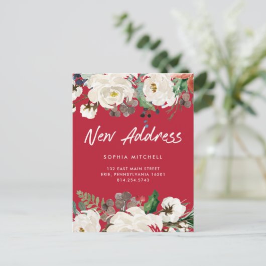 新しい住所|クリスマスフェスティバルレッドフローラ引っ越し 案内ポストカード (スタンド正面)