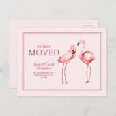 新しい住所 |ピンクフかわいらしラミンゴ ポストカード (正面/裏面)