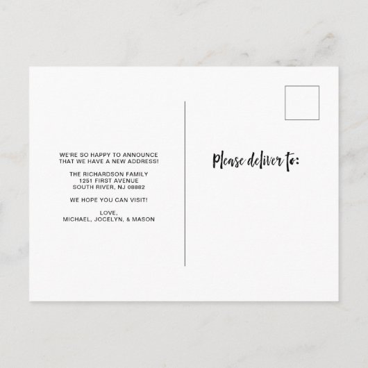 新しい住所|写モダン真引っ越し案内 インビテーションポストカード (裏面)