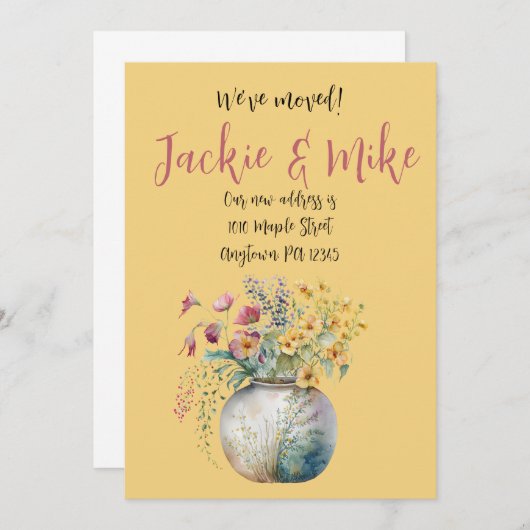 新しい住所、新しい家、家の温暖化の発表 招待状 (正面/裏面)